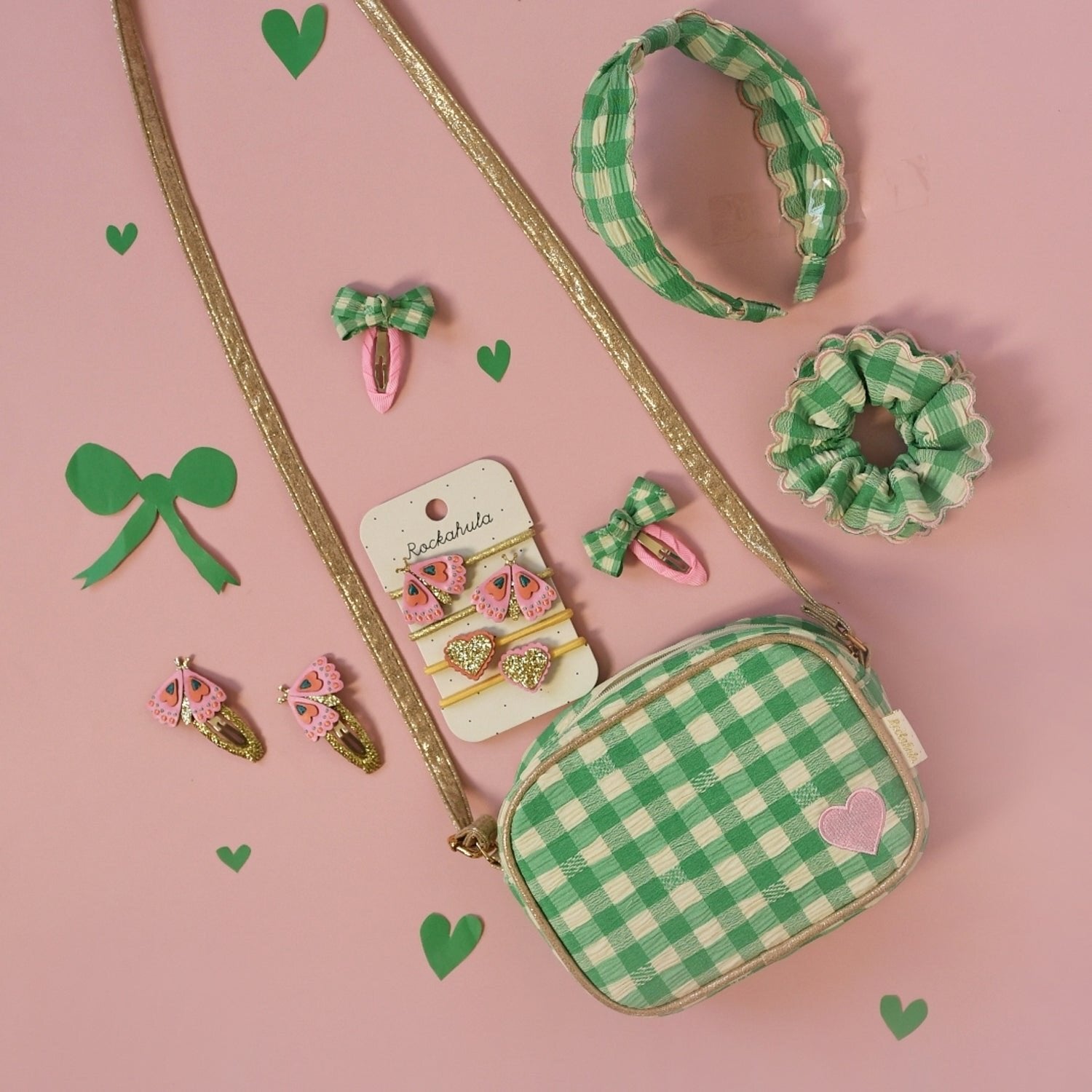 TWISTY BOW HAIR CLIPS - GERTIE GINGHAM