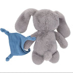 SOFT TOY RABBIT - GREY WITH BLUE COMFORTER