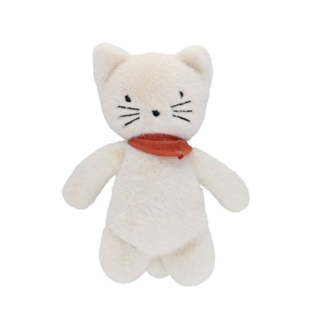 SOFT TOY CAT - CREAM WITH TERRACOTTA BANDANA