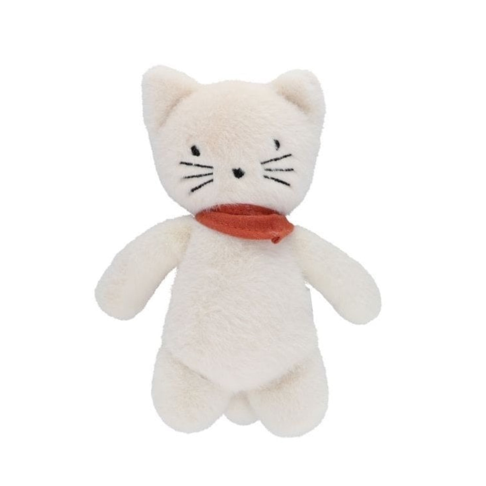 SOFT TOY CAT - CREAM WITH TERRACOTTA BANDANA