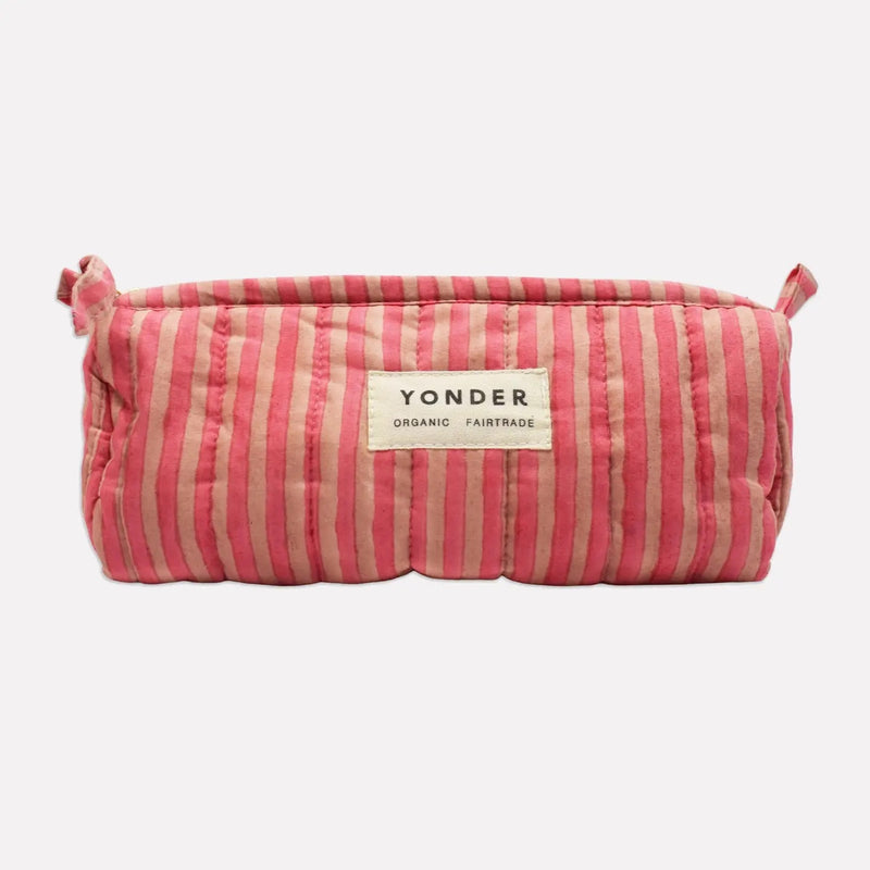 QUILTED BARREL CASE - Candy Stripe Lychee