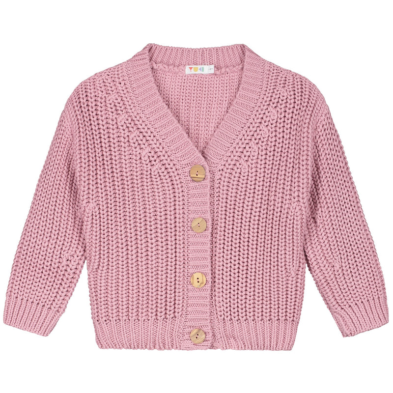 CHUNKY KNITTED CARDIGAN - Crepe Pink