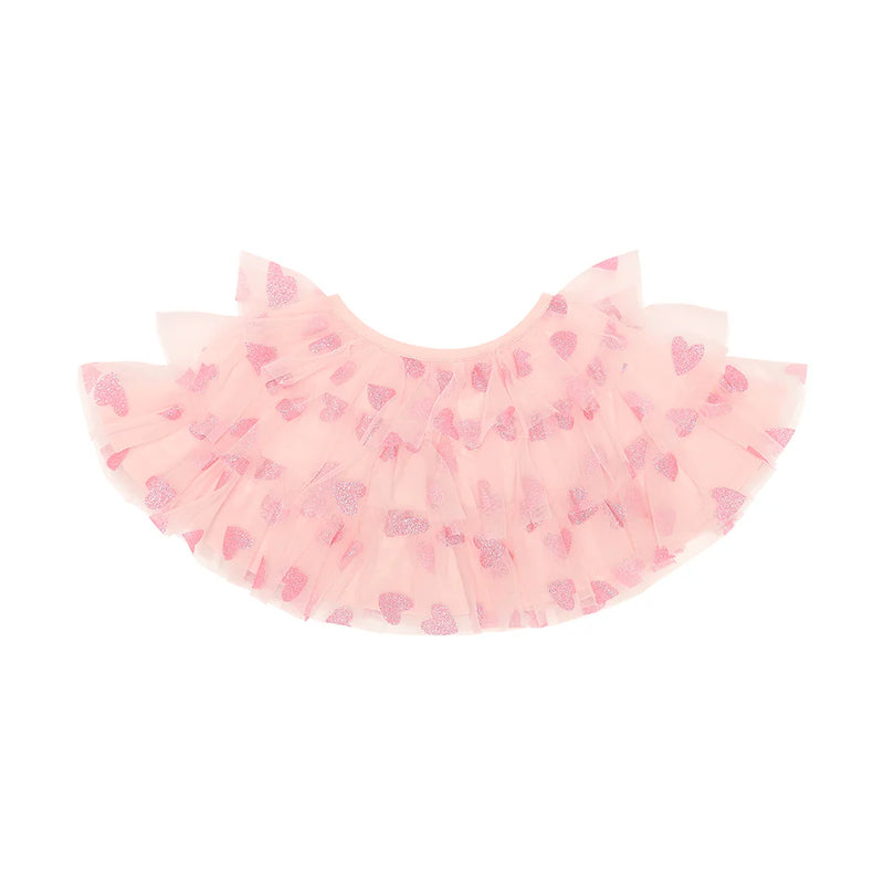 GLITTER HEART CAPE - Pale Pink/Pink