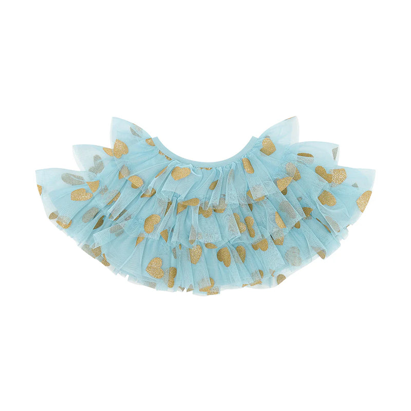 GLITTER HEART CAPE - Duck Egg/Gold