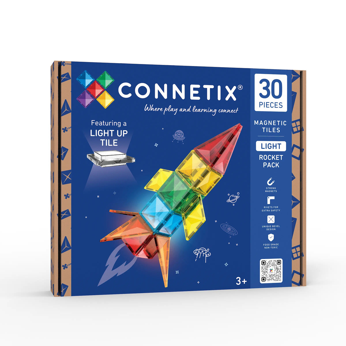 MAGNETIC TILES 30 PIECES - LIGHT ROCKET