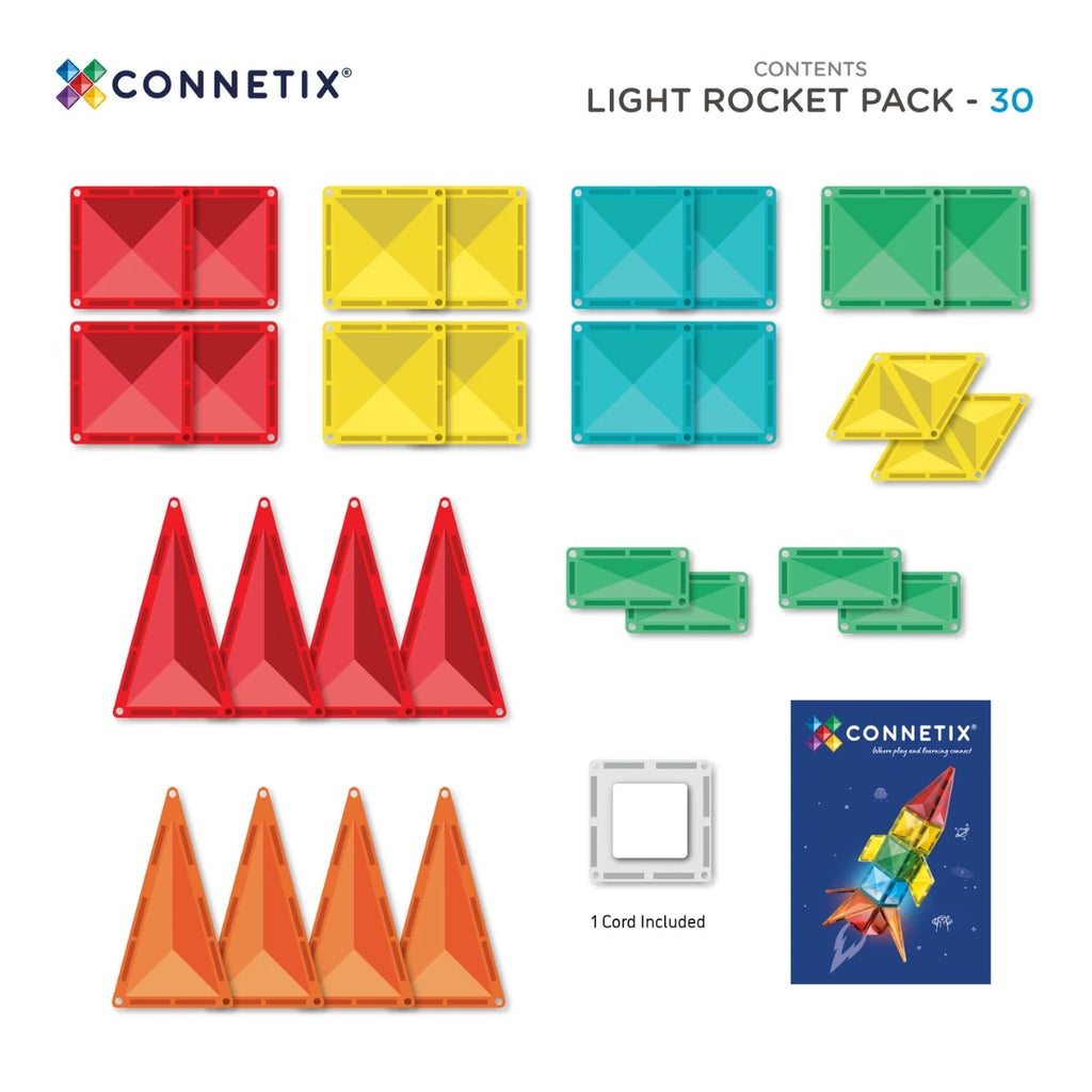 MAGNETIC TILES 30 PIECES - LIGHT ROCKET