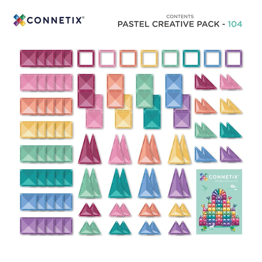 MAGNETIC TILES 104 PIECE CREATIVE PACK - PASTEL