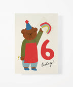BIRTHDAY BEAR CARD - AGE 6