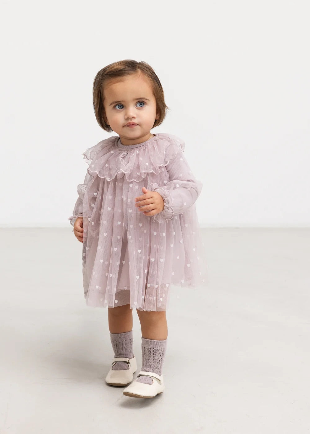 DERA B DRESS - CLOUD GREY HEARTS