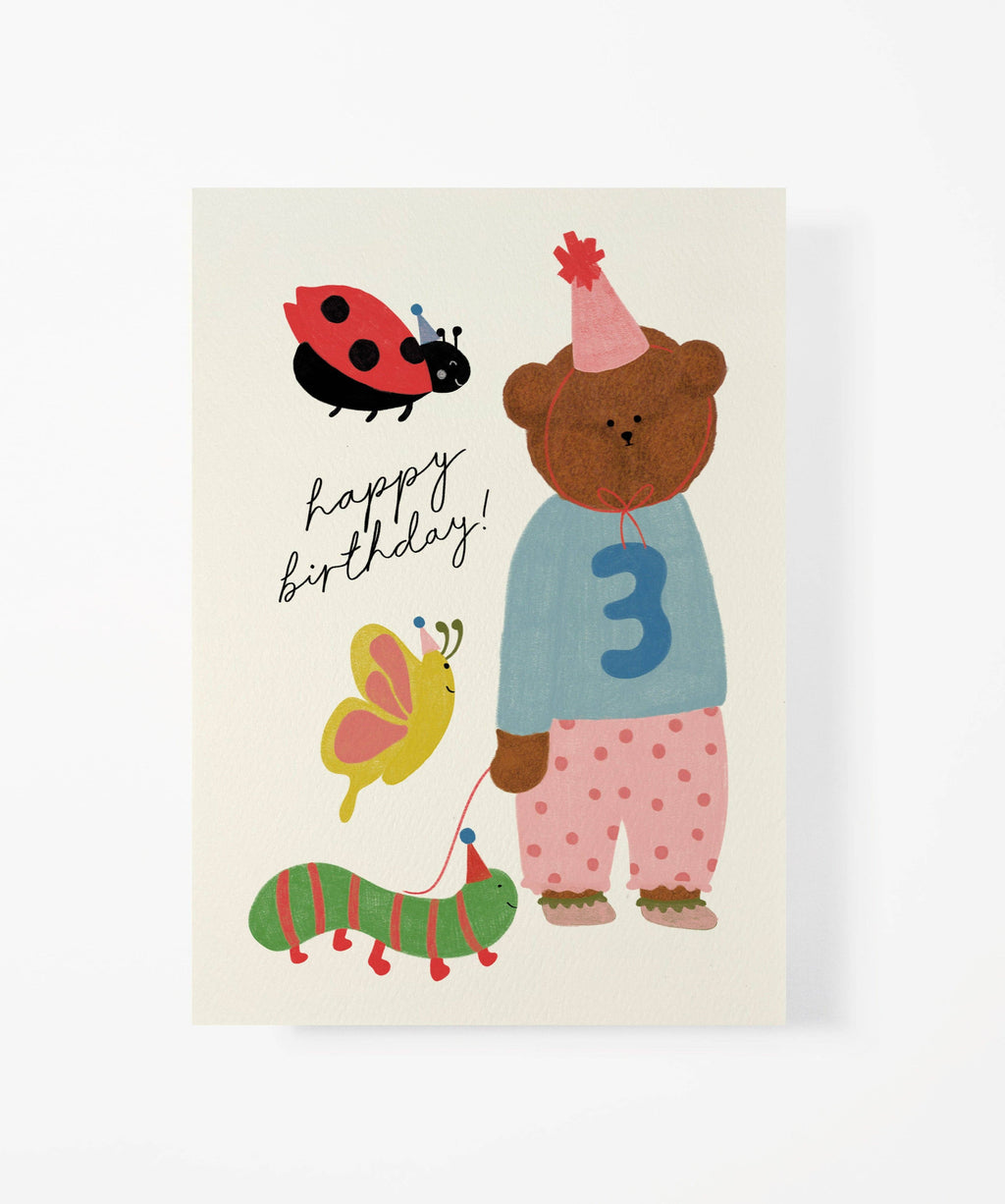 BIRTHDAY BEAR CARD - AGE 3