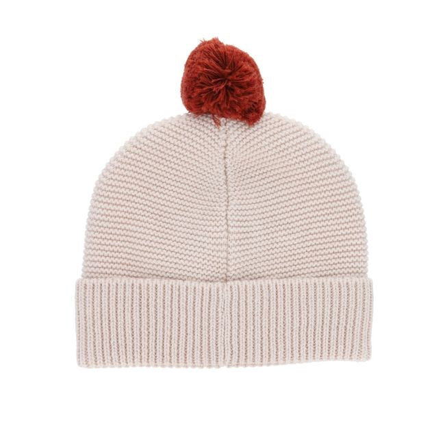 KNIT BOBBLE HAT -  ECRU