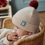 KNIT BOBBLE HAT -  ECRU