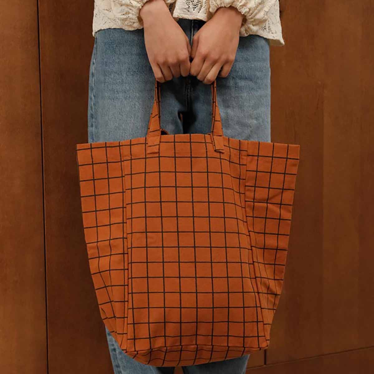 ELISABETH TOTE BAG - CHECK/GINGER