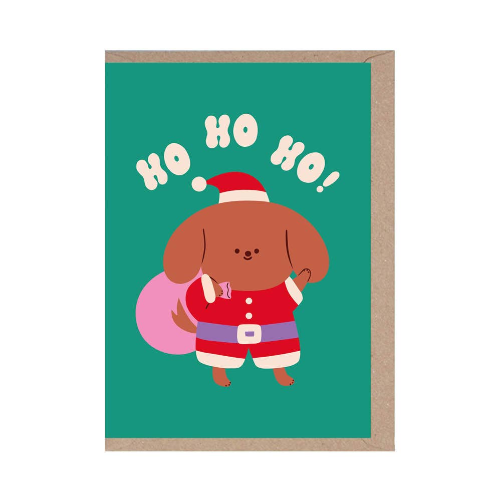 HO HO HO - DOG CHRISTMAS CARD