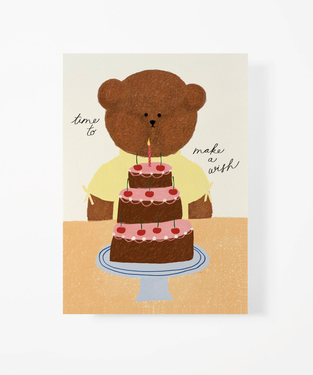 BIRTHDAY CAKE BEAR GREETING CARD