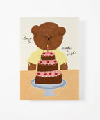 BIRTHDAY CAKE BEAR GREETING CARD