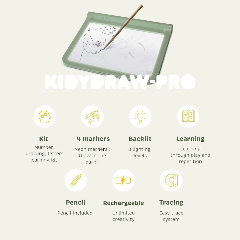 KIDYDRAW PRO A4 LIGHT UP TABLET - GREEN (5 YEARS+)