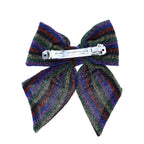 BOW HAIR CLIP - LUREX MULTI COLOUR STRIPE