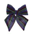 BOW HAIR CLIP - LUREX MULTI COLOUR STRIPE