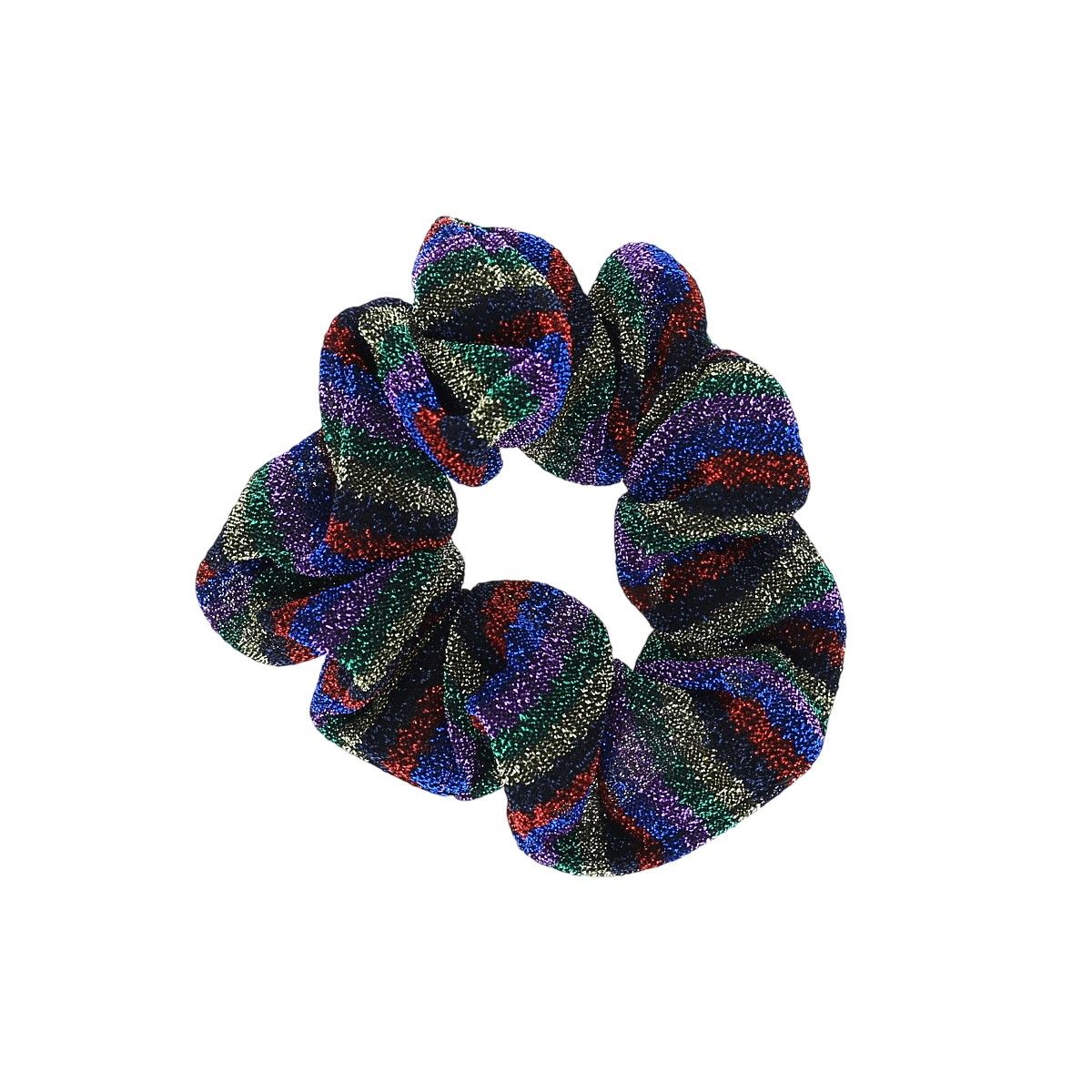 HAIR SCRUNCHIE - LUREX MULTI COLOUR STRIPE