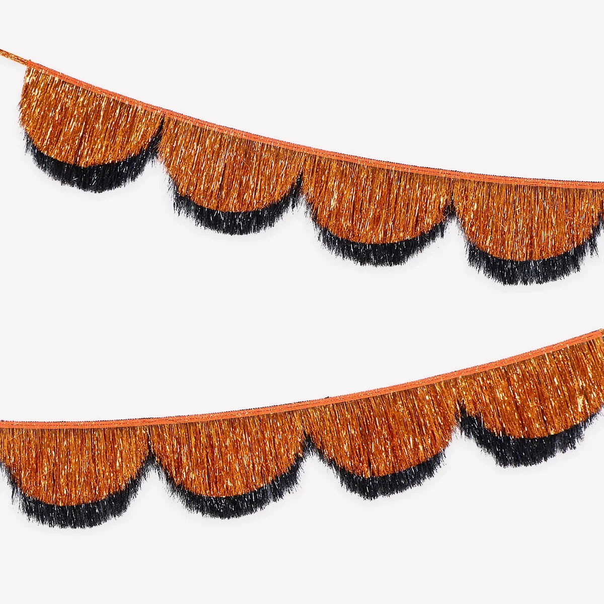 ORANGE & BLACK TINSEL SCALLOPED GARLAND