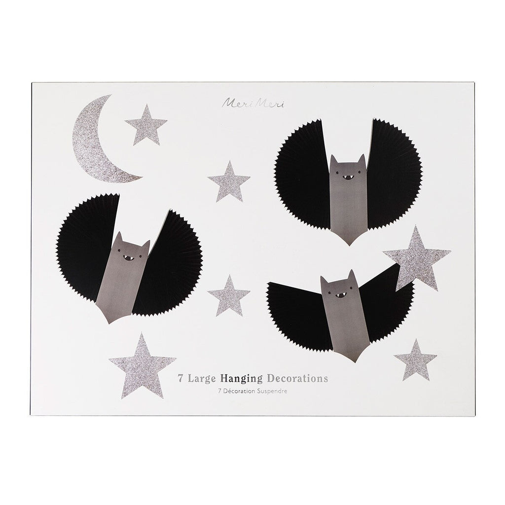 7 LARGE BAT, STARS AND MOON HANGING DECORATIONS