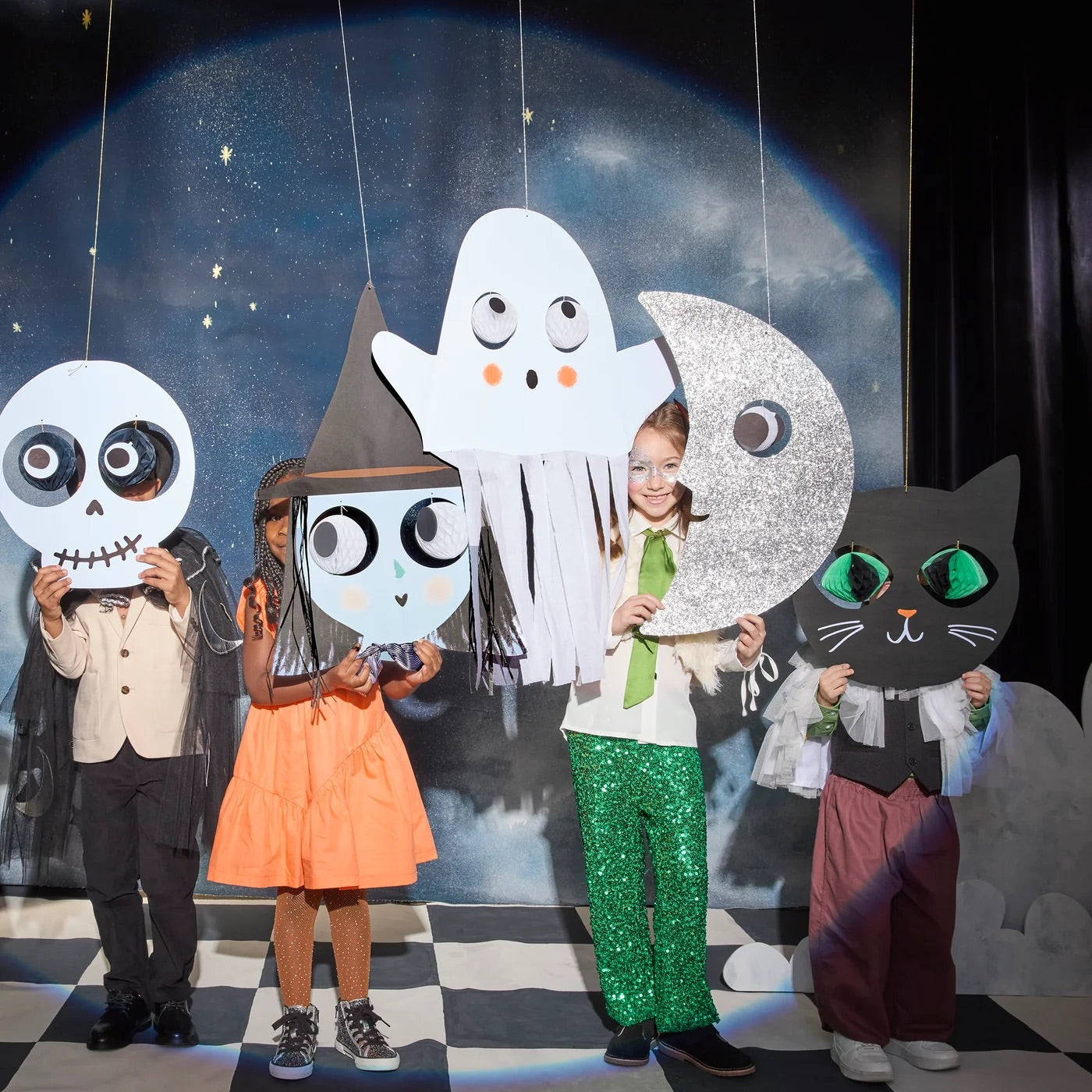 3 GIANT CHARACTER HALLOWEEN DECORATIONS (GHOST, MOON, WITCH)