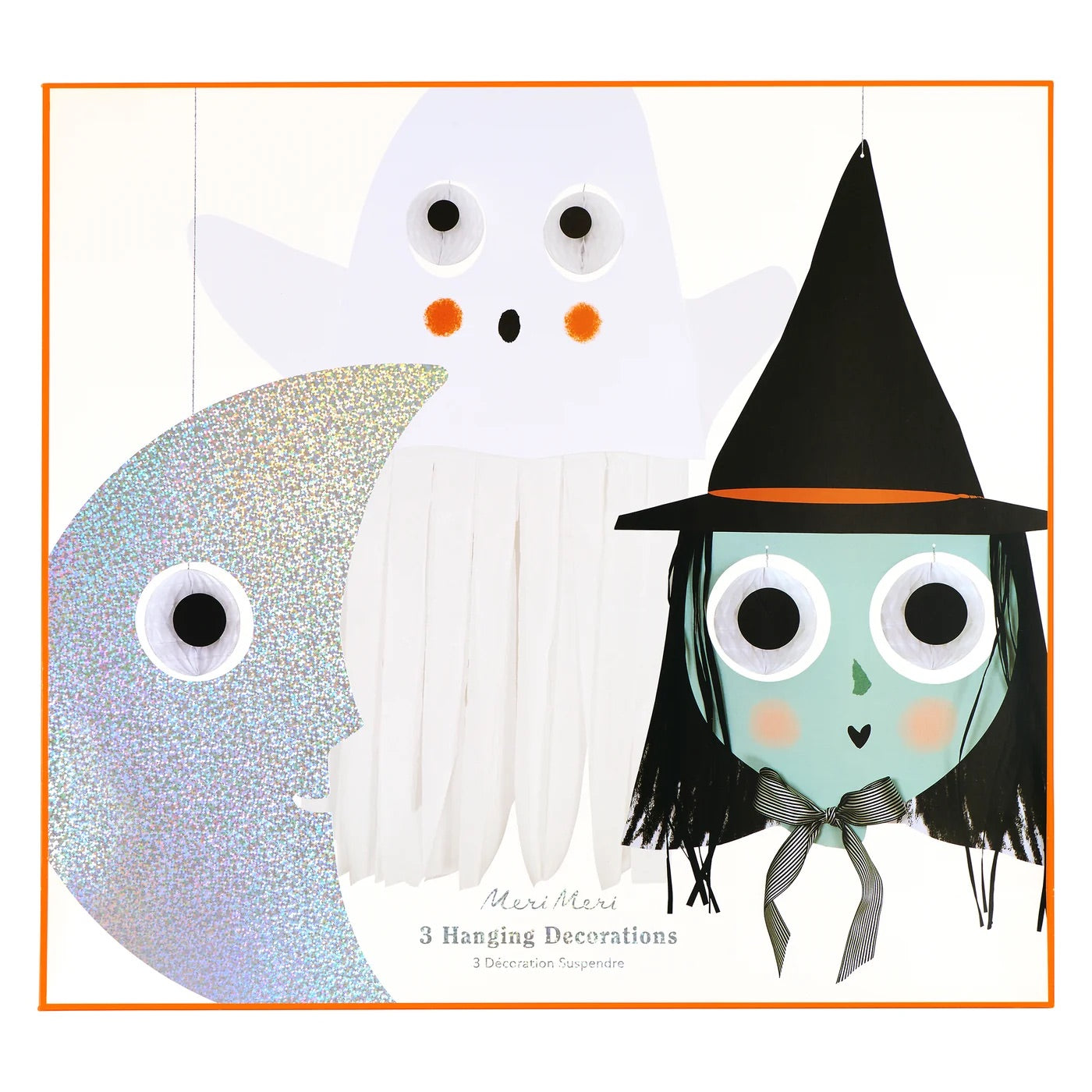 3 GIANT CHARACTER HALLOWEEN DECORATIONS (GHOST, MOON, WITCH)