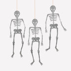 3 GIANT GLITTER JOINTED SKELETON DECORATIONS
