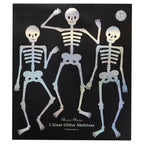 3 GIANT GLITTER JOINTED SKELETON DECORATIONS