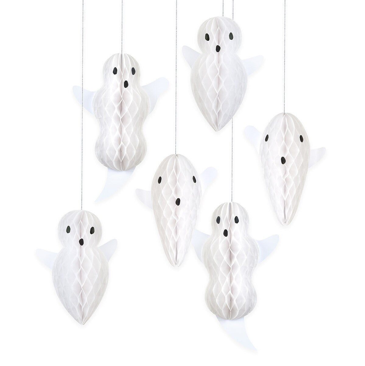 6 HANGING GHOST DECORATIONS