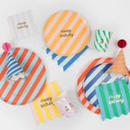 8 STRIPE HAPPY BIRTHDAY CUPS