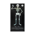 6 GLITTER JOINTED SKELETON DECORATIONS