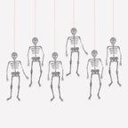6 GLITTER JOINTED SKELETON DECORATIONS