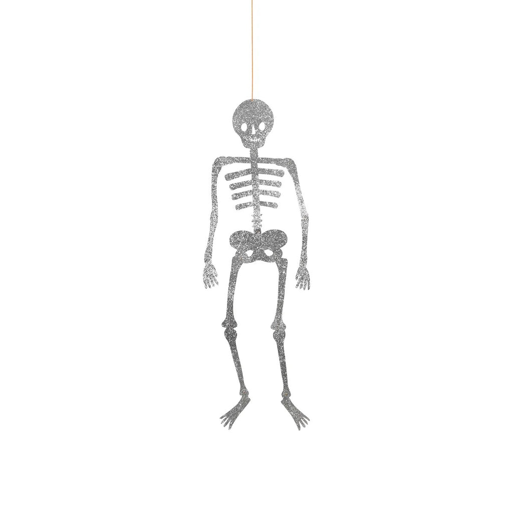 6 GLITTER JOINTED SKELETON DECORATIONS
