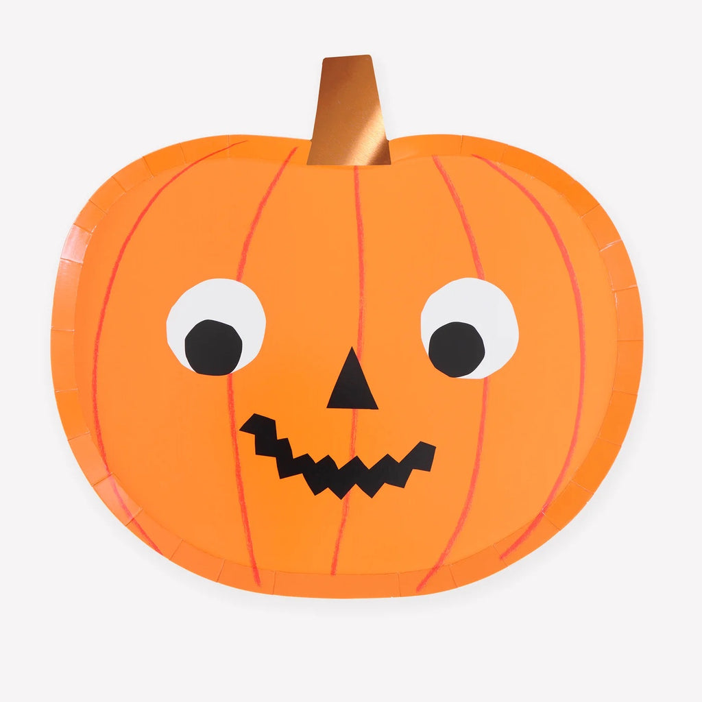 8 HALLOWEEN PUMPKIN SHAPED PAPER PLATES