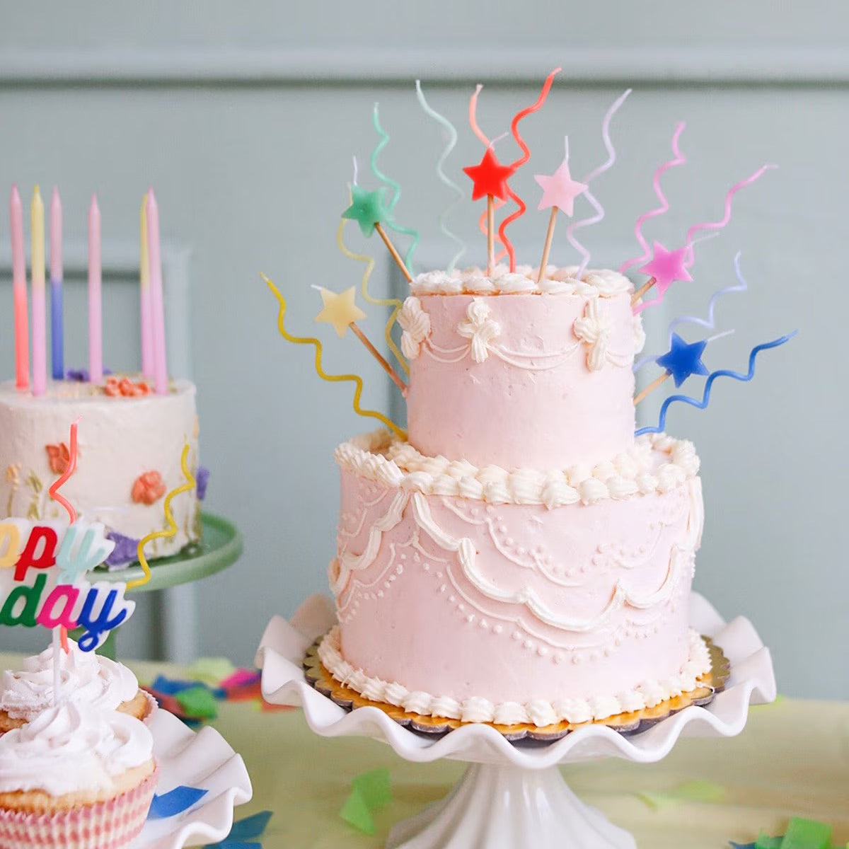20 SWIRLY CANDLES - PASTELS