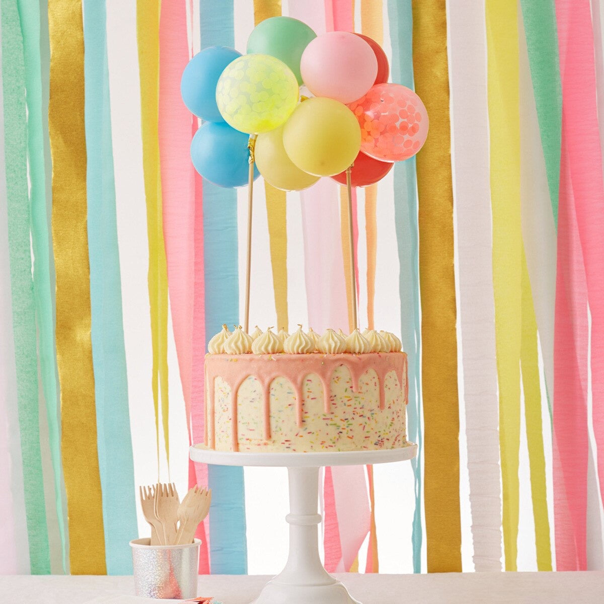 RAINBOW BALLOON CAKE TOPPER