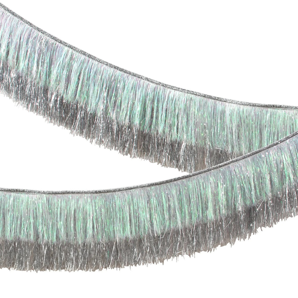 SILVER IRIDESCENT TINSEL FRINGE GARLAND