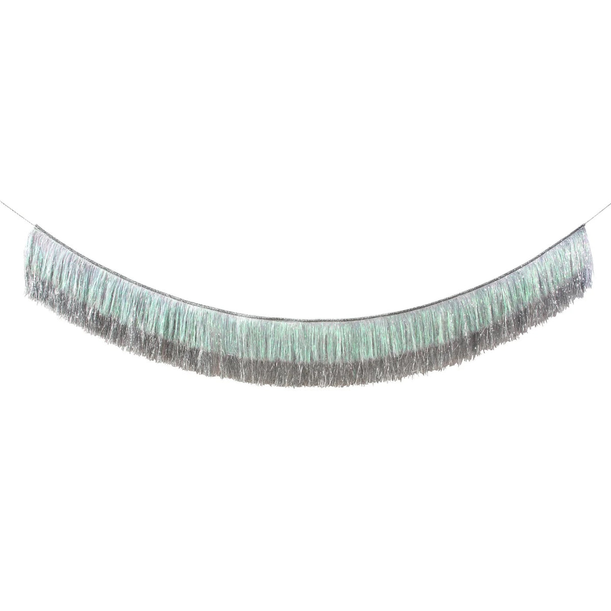 SILVER IRIDESCENT TINSEL FRINGE GARLAND