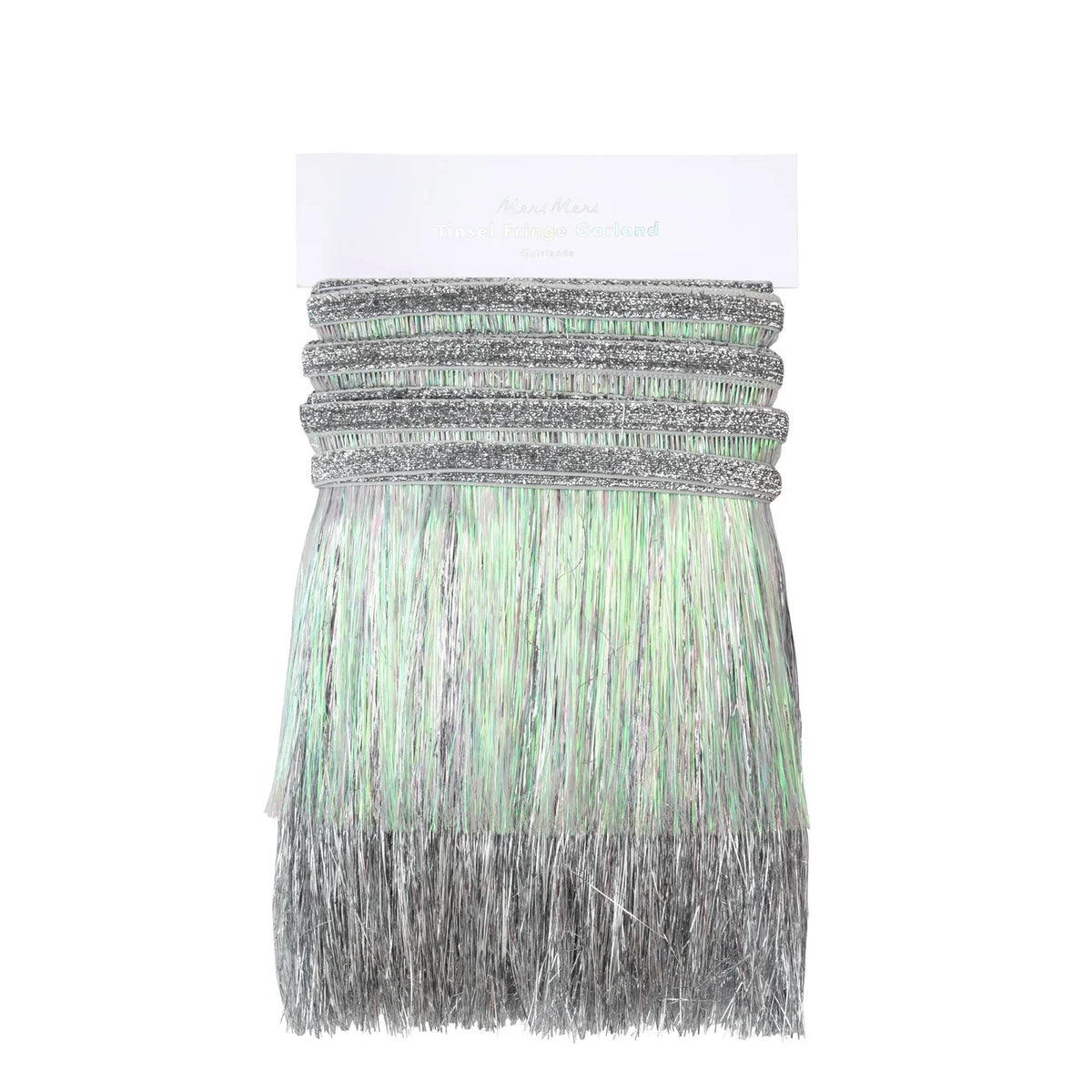 SILVER IRIDESCENT TINSEL FRINGE GARLAND