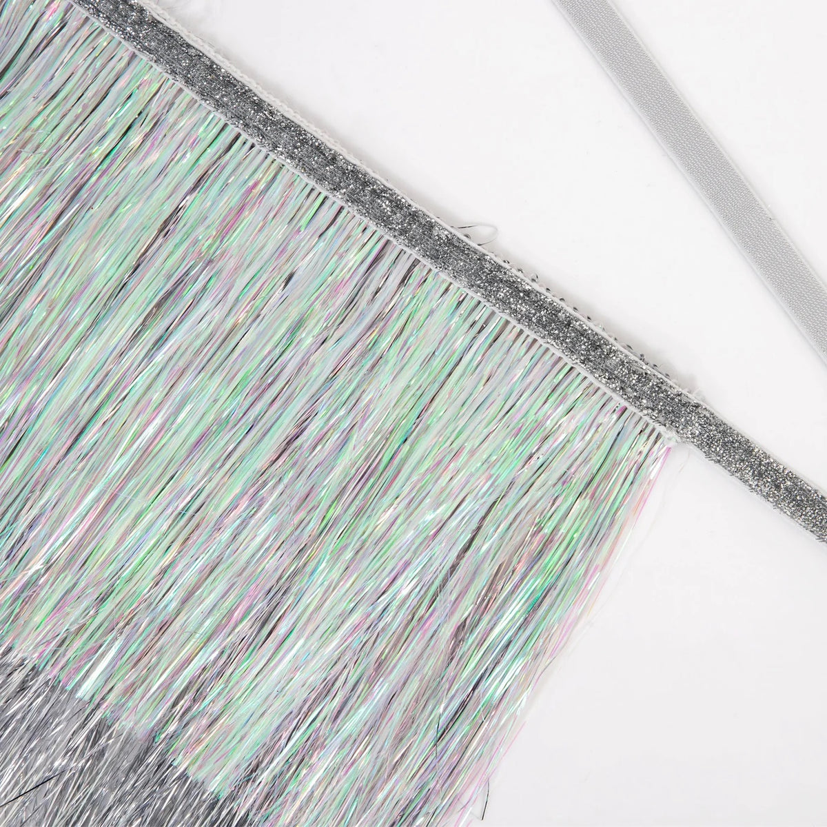 SILVER IRIDESCENT TINSEL FRINGE GARLAND