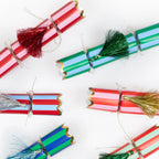 6 STRIPED TINSEL TASSEL CRACKERS