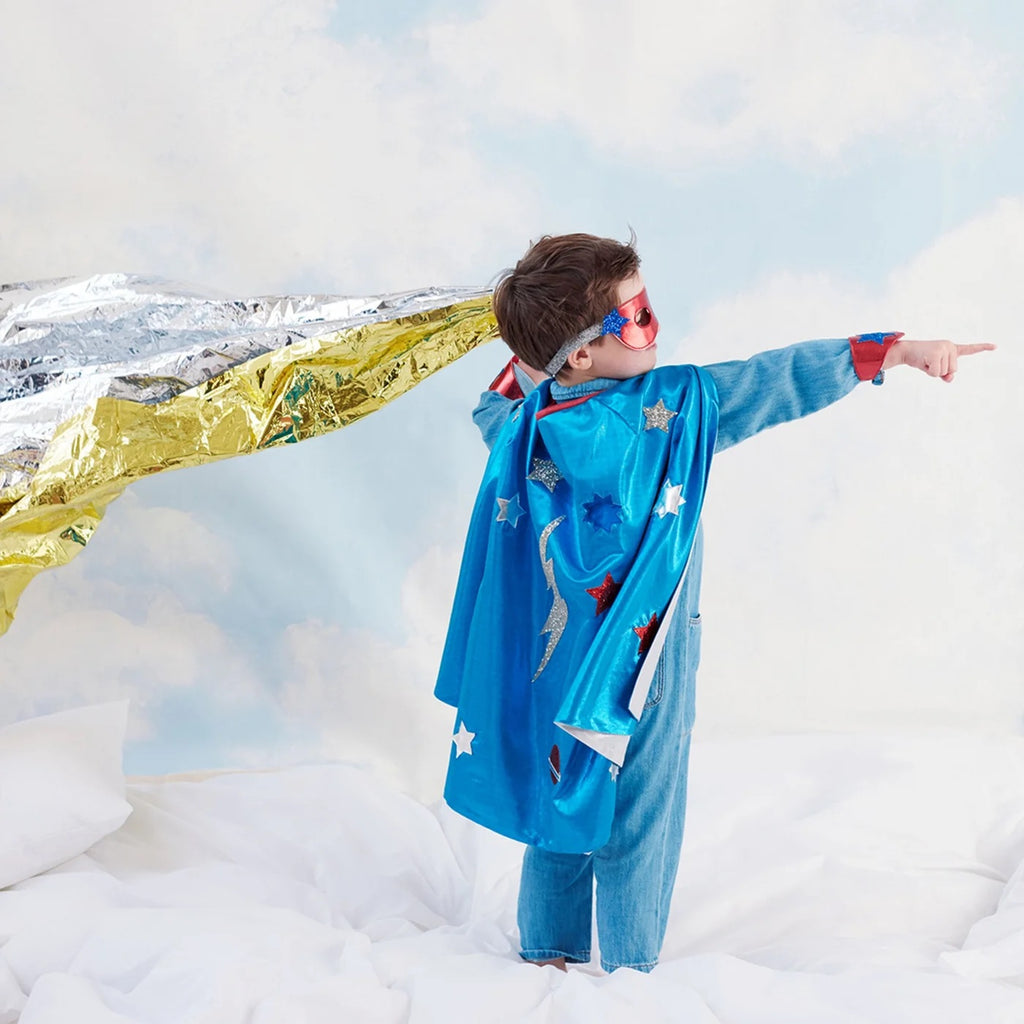 BLUE SUPERHERO CAPE COSTUME
