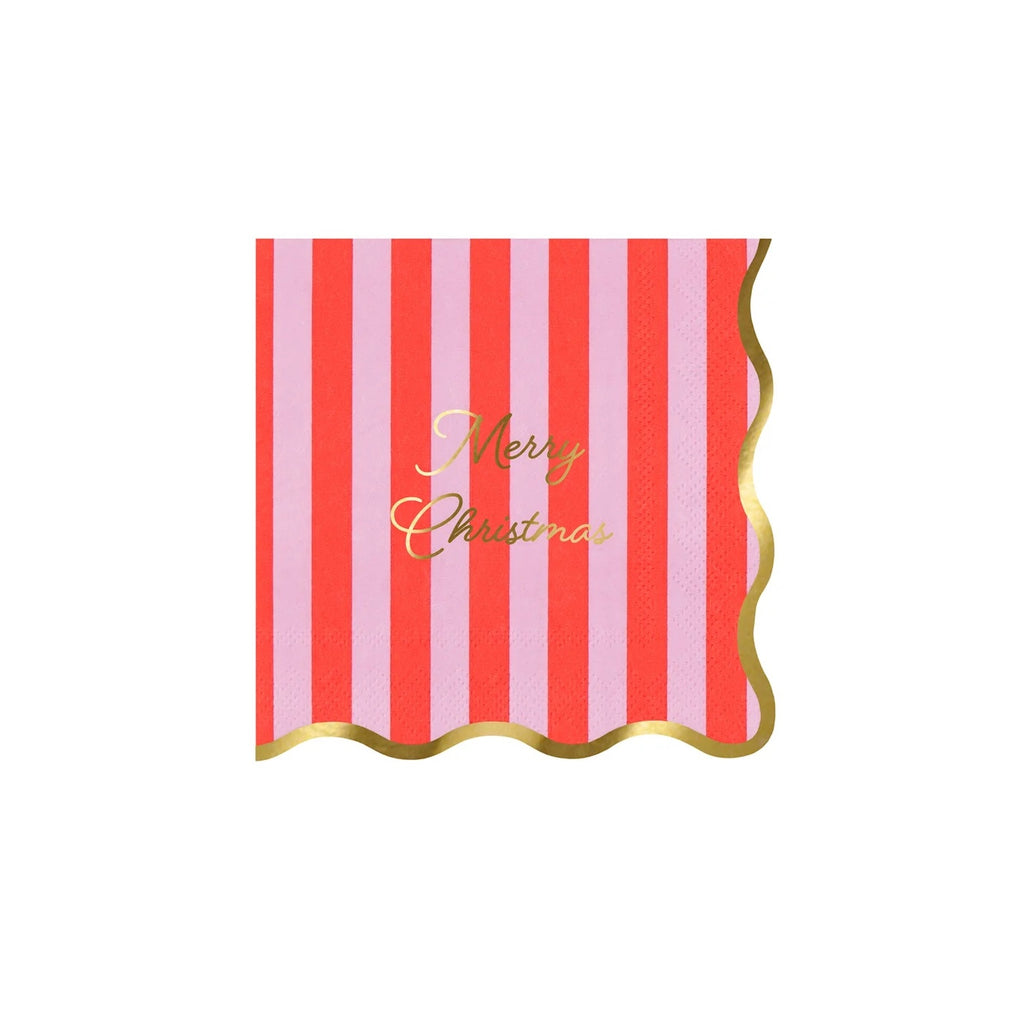 16 STRIPED FESTIVE SMALL NAPKINS