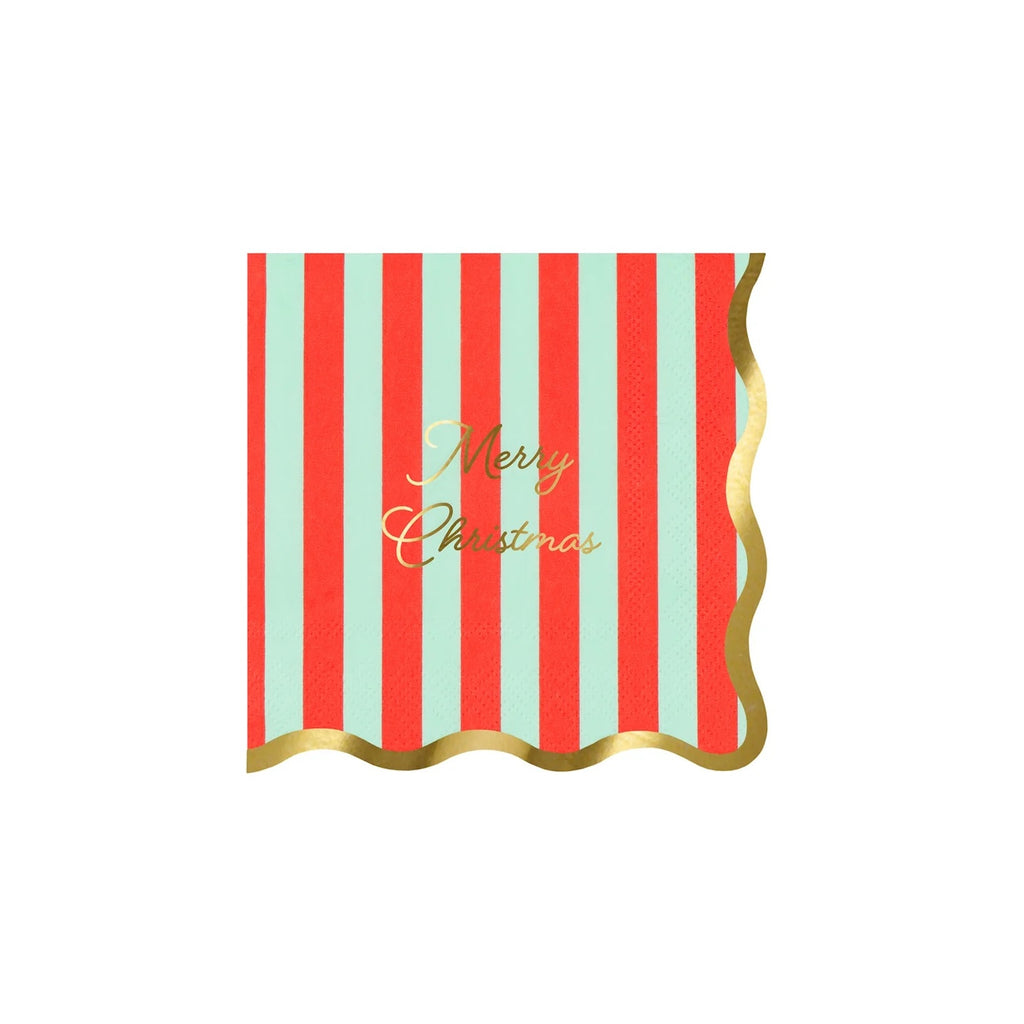 16 STRIPED FESTIVE SMALL NAPKINS