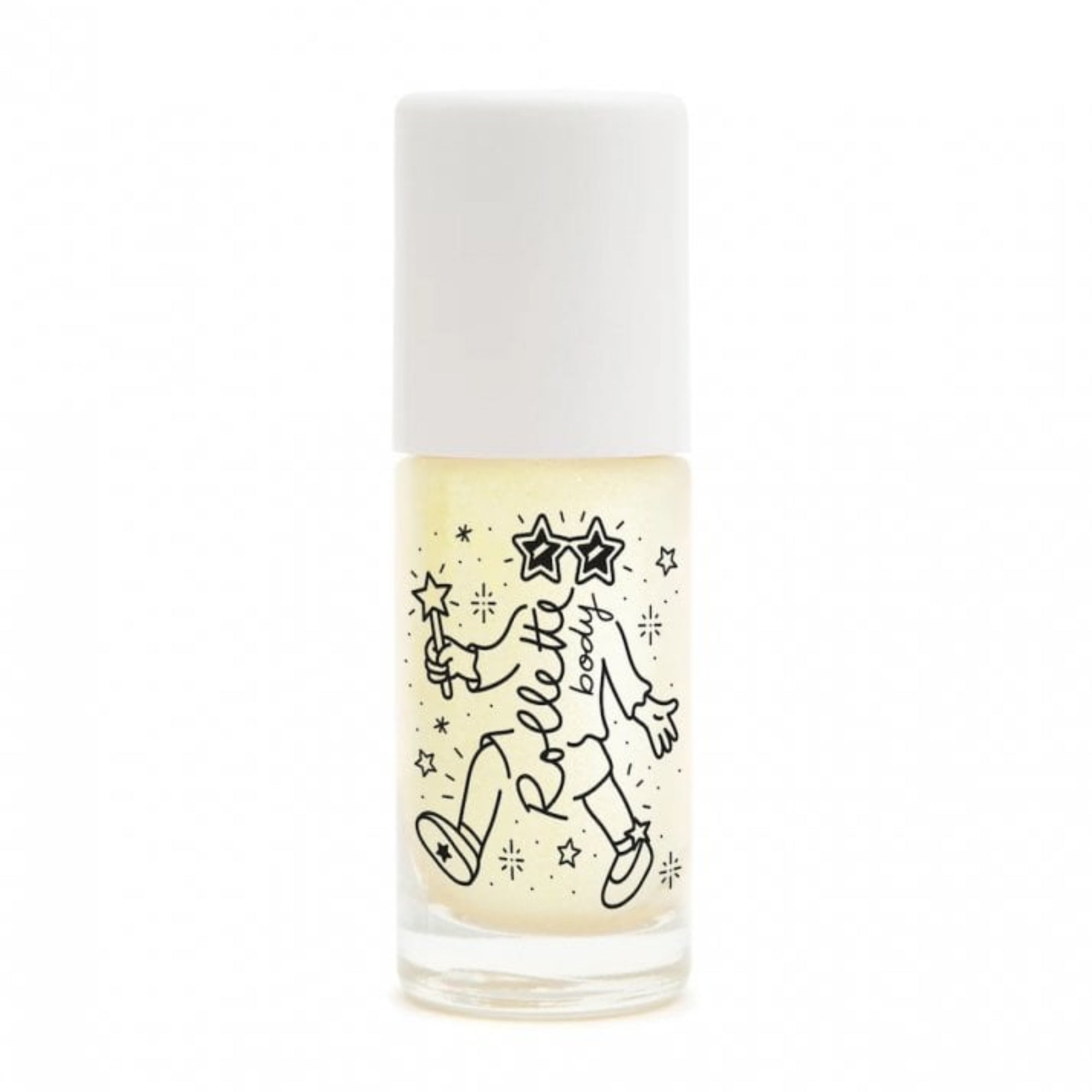 Small glass bottle with a white cap on a white background