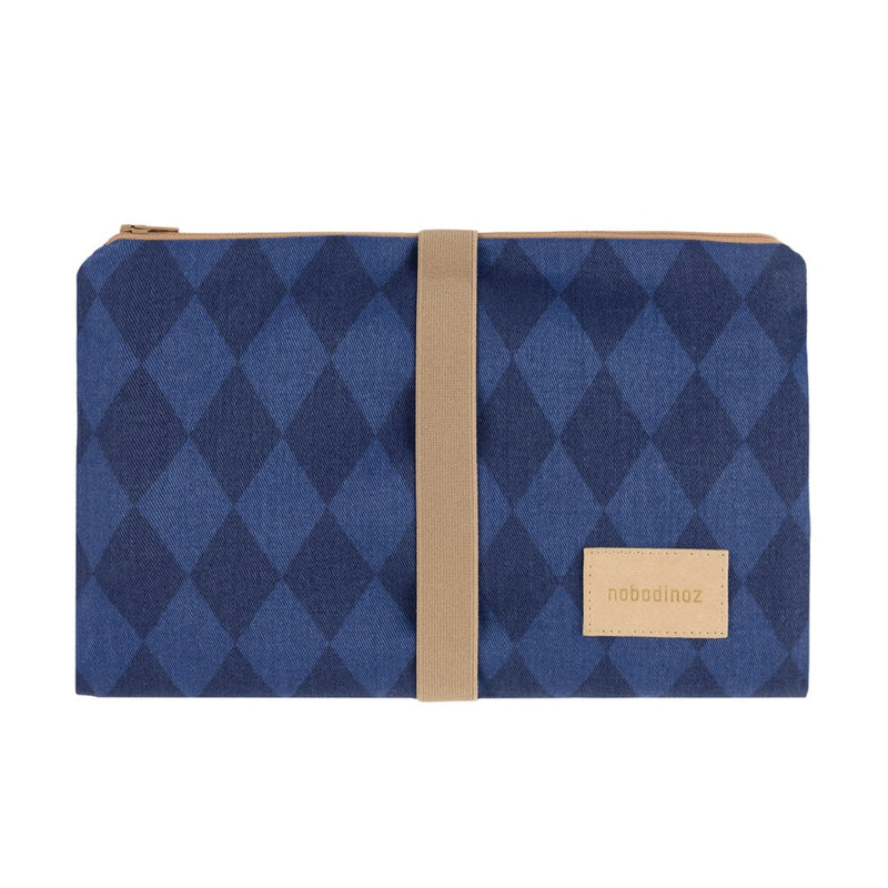 HYDE PARK WATERPROOF CHANGING PAD - Denim Blue Diamonds