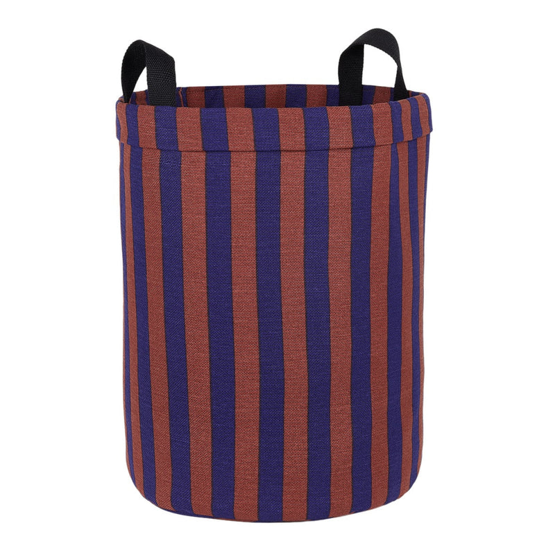 LARGE ROUND STORAGE BASKET - Maroon Ink Stripes