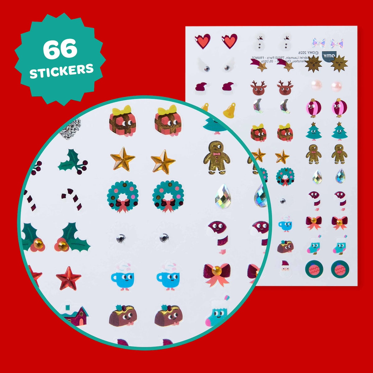 66 STICK ON EARRINGS - CHRISTMAS
